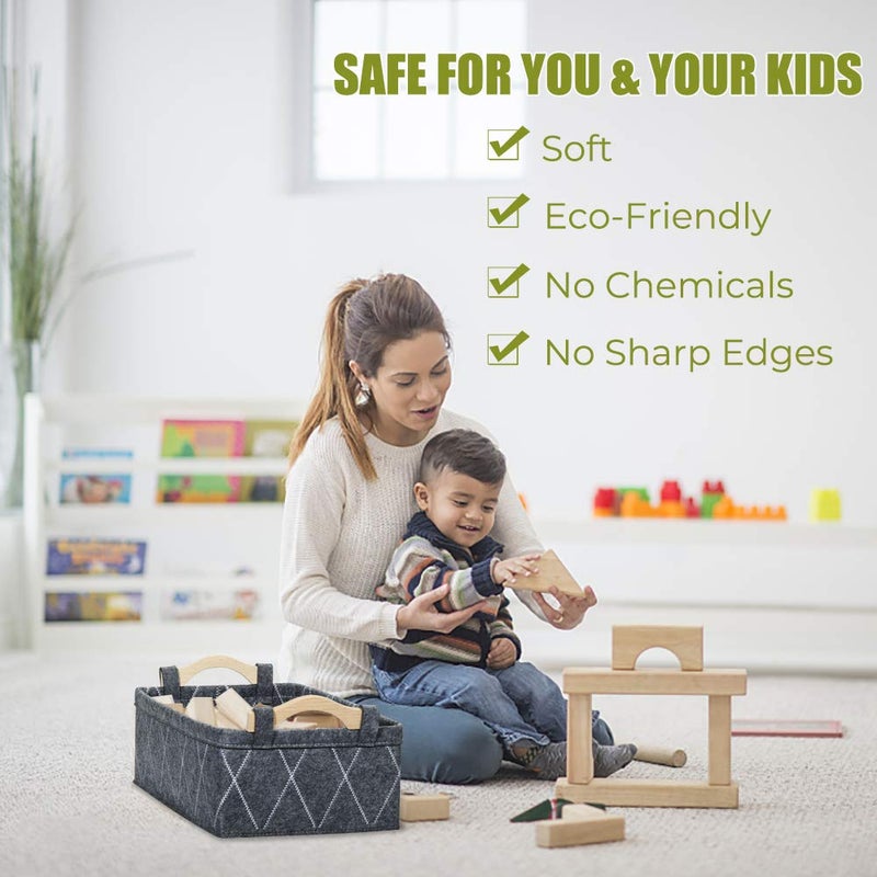 KWLET Small Storage Baskets Foldable Rectangle Containers Empty Gift Basket for DVD CD Record Cord Books Video Electronics Items Remote TV Cabinet Organizer with Wooden Handles - Image 5